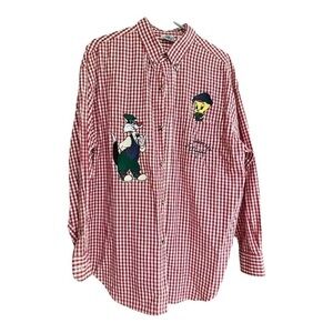 ACME Clothing Co. red checkered golf inspired button casual shirt Mens L